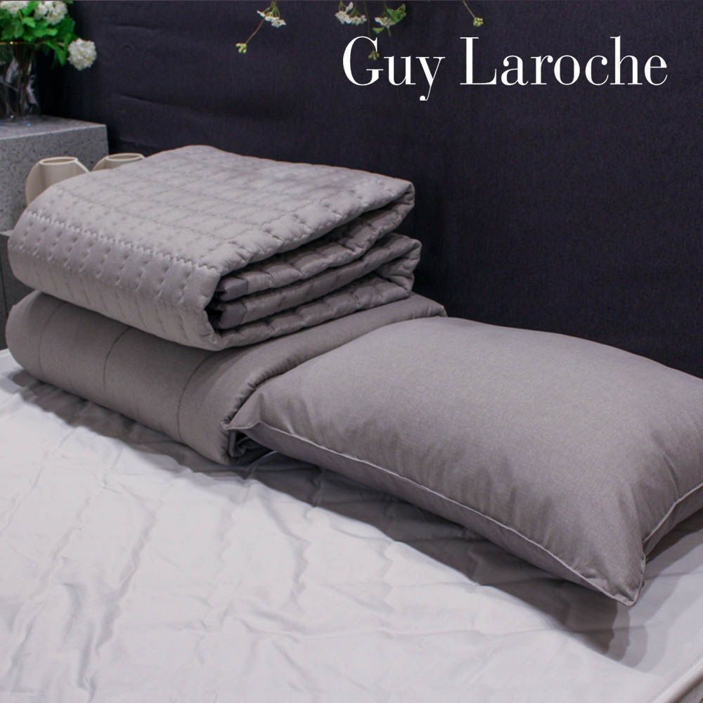 Guy Laroche Semi-Micro Fiber Dandy Grey Comforter High Density Quilted Premium Bedding Set for All Seasons _ Made in Korea